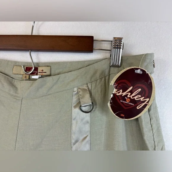 VINTAGE Deadstock Y2K Linen Pant Utility Jogger NEW Green Streetwear 90s Pull XL - Picture 5 of 14